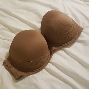 EUC torrid nude/tan strapless push-up bra w/lace